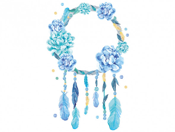 ŁAPACZ SNÓW | naklejka do pokoju dziecięcego - różne kolory - Pastelowelove niebieski, L (54 x 86 cm), połysk