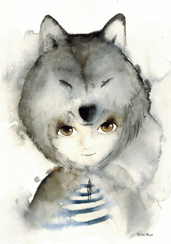 Plakat A3 Wilk - To The Moon