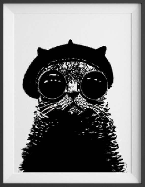 Plakat Kot Pierre - kreska 60 x 90 cm