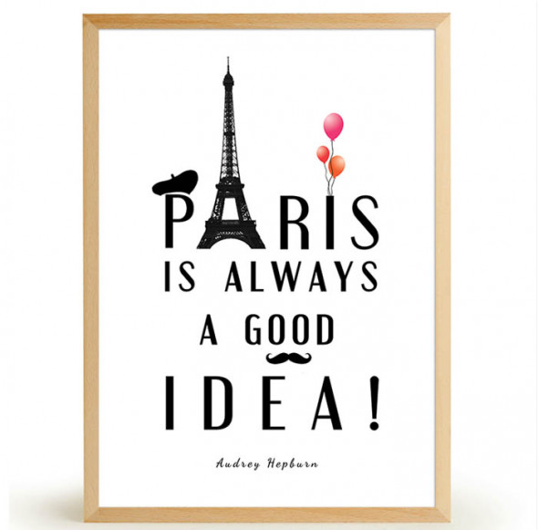 Plakat PARIS IS ALWAYS A GOOD IDEA - FOX ART STUDIO biały, 50 x 70 cm