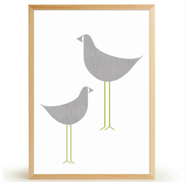 Plakat PTASZKI SZARE - FOX ART STUDIO 50 x 70 cm