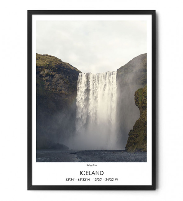 Plakat WODOSPAD SKÓGAFOSS - FOX ART STUDIO A3 (29,7 cm x 42 cm)