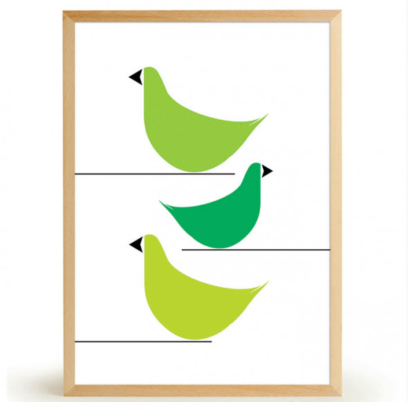 Plakat ZIELONE PTASZKI - FOX ART STUDIO 70 x 100 cm