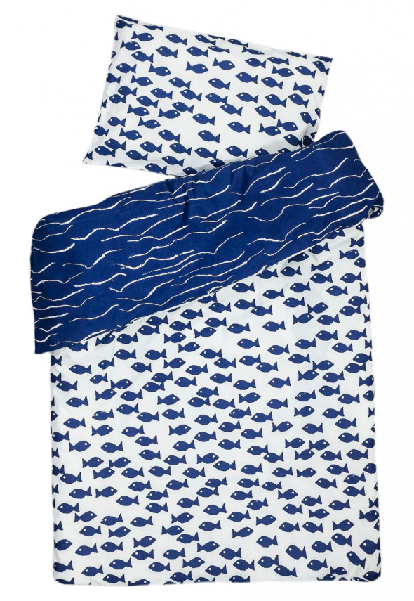 Pościel FISH/WAVE niebieska - różne rozmiary - Fine Little Day 100 x 130 cm