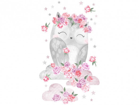 SOWA | naklejka do pokoju dziecięcego - różne kolory - Pastelowelove różowy, połysk