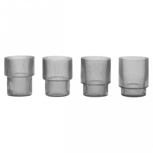 Szklanki Ripple - 4 szt. - ferm LIVING | smoked
