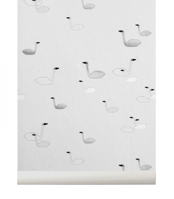 Tapeta dziecięca SWAN szara - ferm LIVING