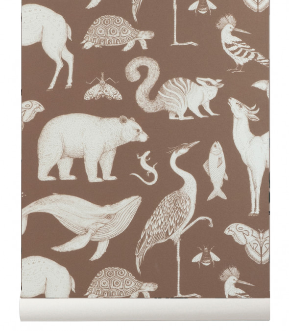 Tapeta flizelinowa ANIMALS / ZWIERZĘTA -  Katie Scott & ferm LIVING piaskowy | sand
