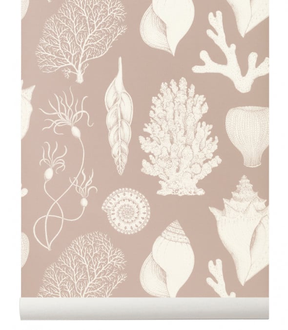 Tapeta flizelinowa SHELLS / MUSZLE -  Katie Scott & ferm LIVING aqua