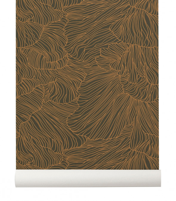 Tapeta skandynawska CORAL Dark Green/Gold - ferm LIVING