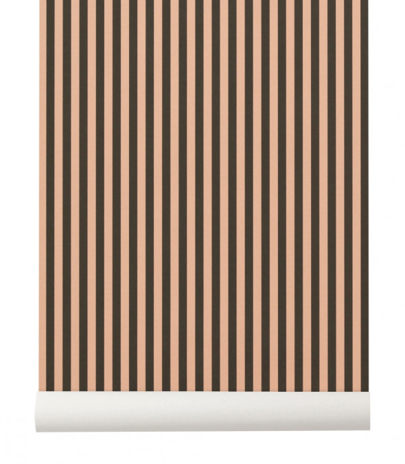 Tapeta skandynawska THIN LINES Green/Rose - ferm LIVING