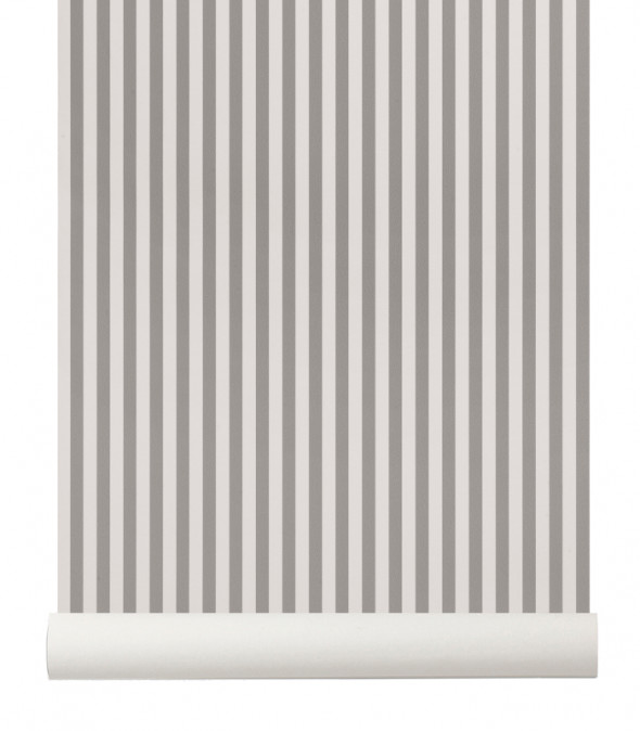 Tapeta skandynawska THIN LINES Grey/Off White - ferm LIVING