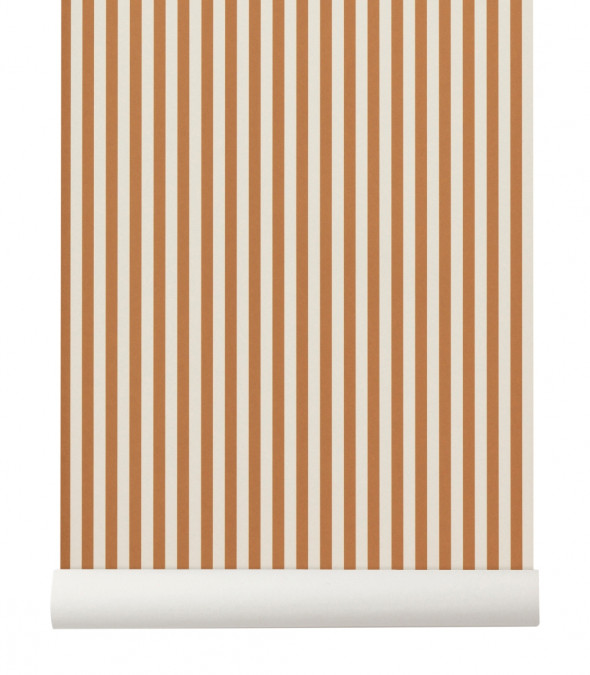 Tapeta skandynawska THIN LINES Mustard/Off White - ferm LIVING