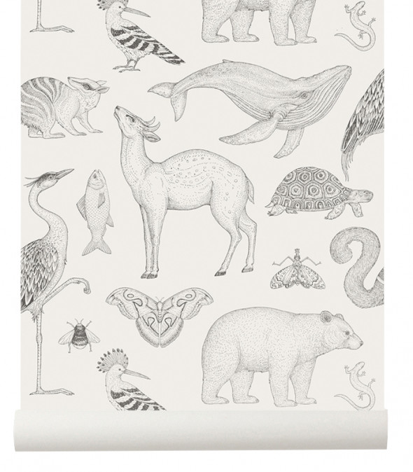 Tapeta zwierzęta ANIMALS off white - ferm LIVING