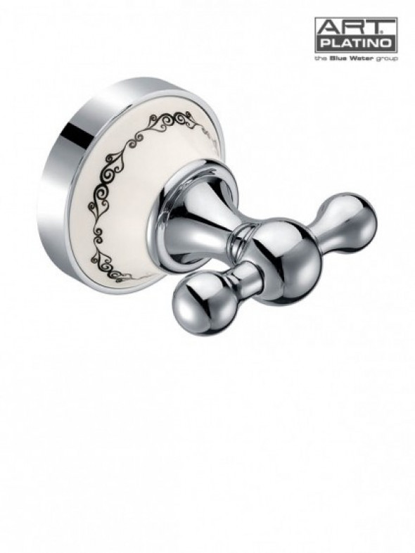 Art Platino Nikolas haczyk podwójny wieszak na ręcznik retro chrom porcelana NIK-57002