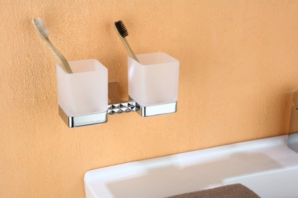 Art Platino Panama Akcesoria dwa kubki szklanki z uchwytem chrom szkło PAN-86052