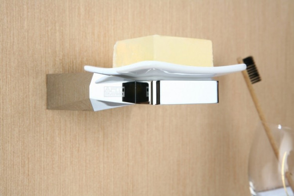 Art Platino Rok Akcesoria mydelniczka z uchwytem chrom biała porcelana ROK-87070