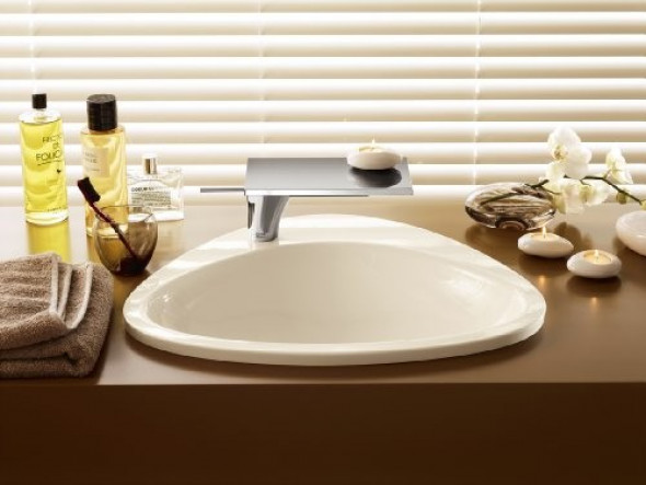 Axor Massaud umywalka wpuszczana w blat z otworem na baterię konglomerat biały 42310000