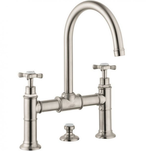 Axor Montreux bateria umywalkowa dwuotworowa z mostkiem nikiel szczotkowany 16510820