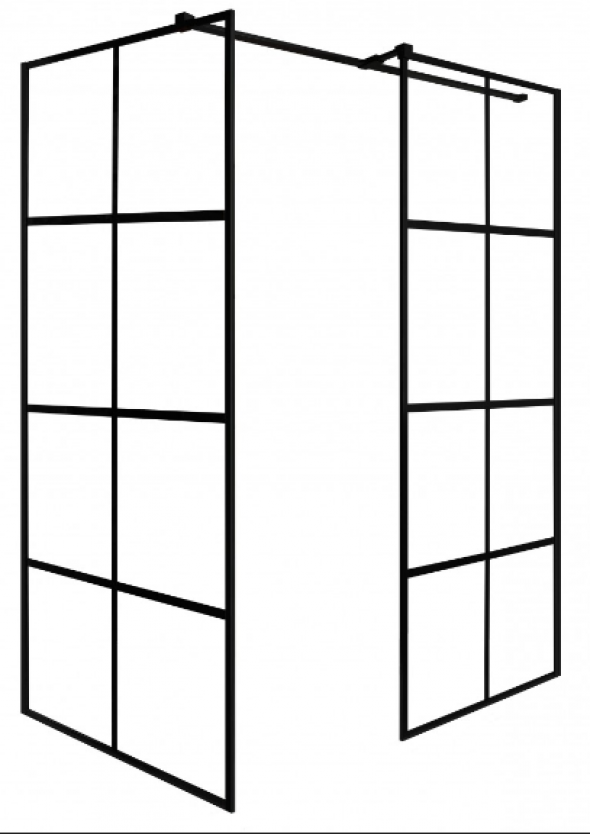 BESCO Excea kabina prysznicowa walk-in 120x90x190 cm przeźroczyste krata czarny matowy EXC-129-190B