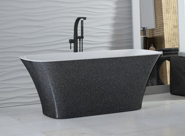 Besco Glam Assos wanna wolnostojąca 160x70 lany marmur Mineral DuraBe IllumeCoat metaliczny grafitowy