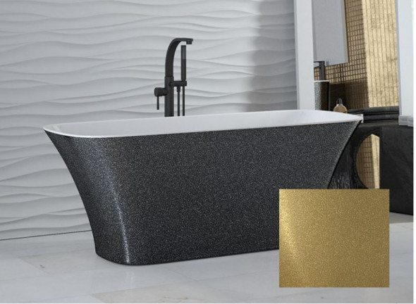 Besco Glam Assos złota wanna wolnostojąca 160x70 lany marmur Mineral DuraBe IllumeCoat metaliczny złoty