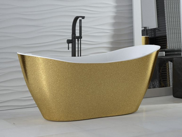 BESCO Glam Viya złota wanna wolnostojąca 160x70 Mineral DuraBe IllumeCoat złoty