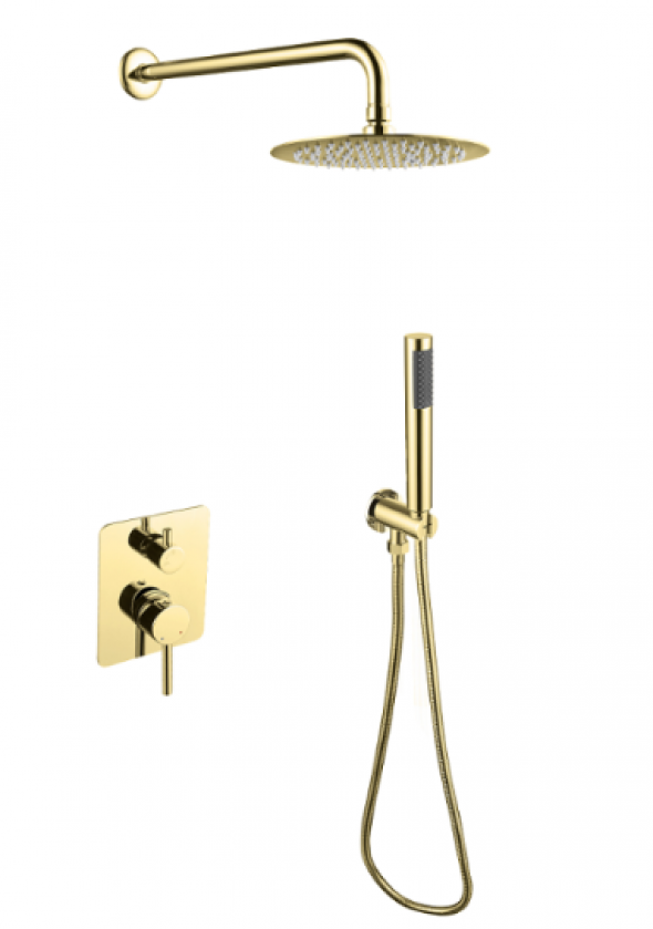 BESCO Illusion I zestaw podtynkowy z deszczownicą i słuchawką złoty BP-DII-ZL