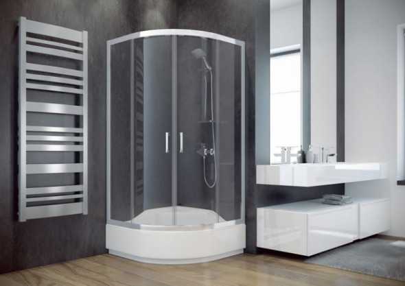 BESCO Modern 165 Kabina półokrągła 80x80 drzwi przesuwane mrożone