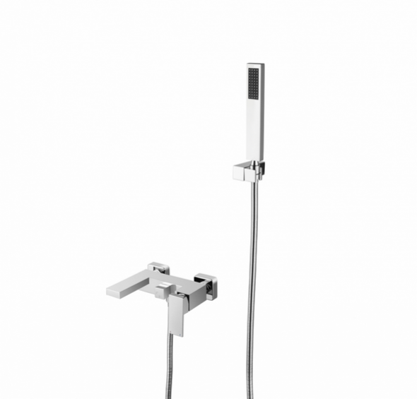 BESCO Modern  bateria wannowa natynkowa z zestawem natryskowym chrom połysk BW-MVS-CH