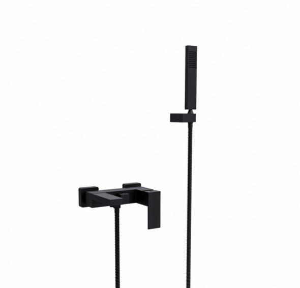 BESCO Modern  bateria wannowa natynkowa z zestawem natryskowym czarny matowy BW-MVS-CZ