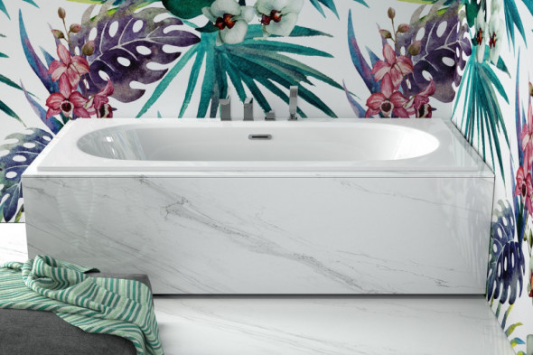 BESCO Vitae Slim+ wanna prostokątna z syfonem 160x75 cm akryl biały WAV-160-S+