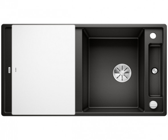 Blanco Axia III 5 S zlewozmywak 1 komora wpuszczana w blat z ociekaczem ze szklaną deską kolor czarny 525844