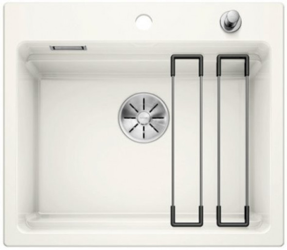 Blanco Etagon 6 zlewozmywak ceramiczny 1 komora wpuszczana w blat z korkiem InFino kolor biały połysk 525156