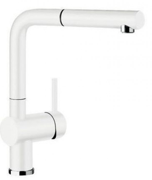 Blanco Linus-S bateria zlewozmywakowa z wyciąganą wylewką stylizowana na ceramikę biały połysk 516710