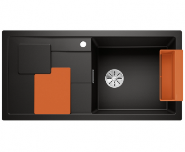 Blanco SITY XL 6 S Silgranit PuraDur II zlewozmywak granitowy 1 komora z ociekaczem i akcesoriami orange kolor czarny 525967