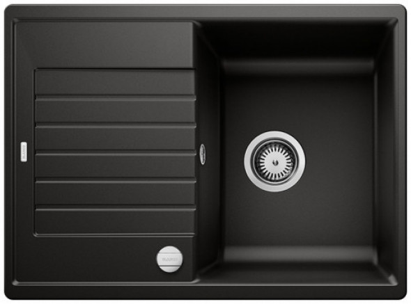 Blanco Zia 45 S Compact Silgranit PuraDur II zlewozmywak granitowy 1 komora z ociekaczem i korkiem automatycznym kolor czarny 526008