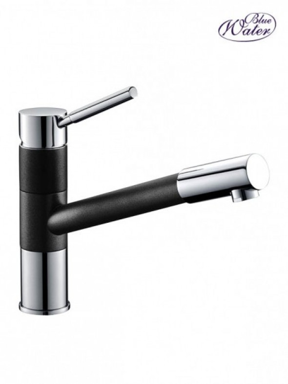 Blue Water Delaware bateria kuchenna z wyciąganą wylewką czarny metalic 44