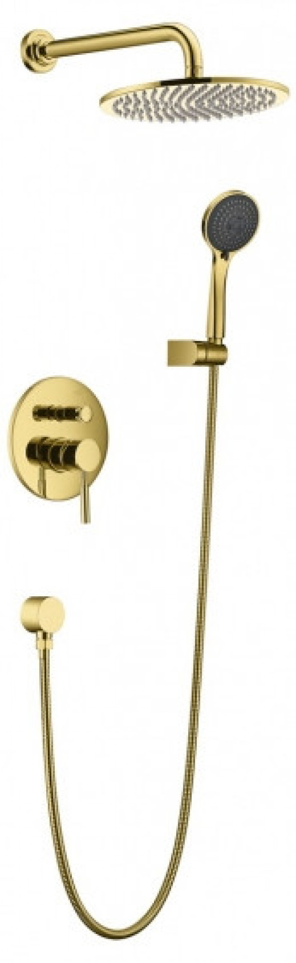 Blue Water Denver komplet prysznicowy podtynkowy 2-drożny z deszczownicą i zestawem natryskowym złoty DEN-ZKP.150