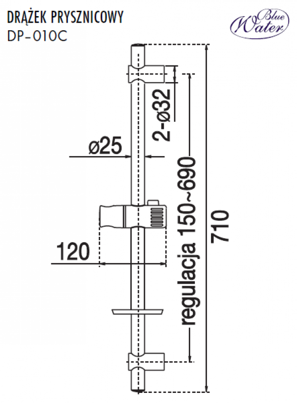 Blue Water zestaw prysznicowy ze słuchawką czarny matowy DP-150