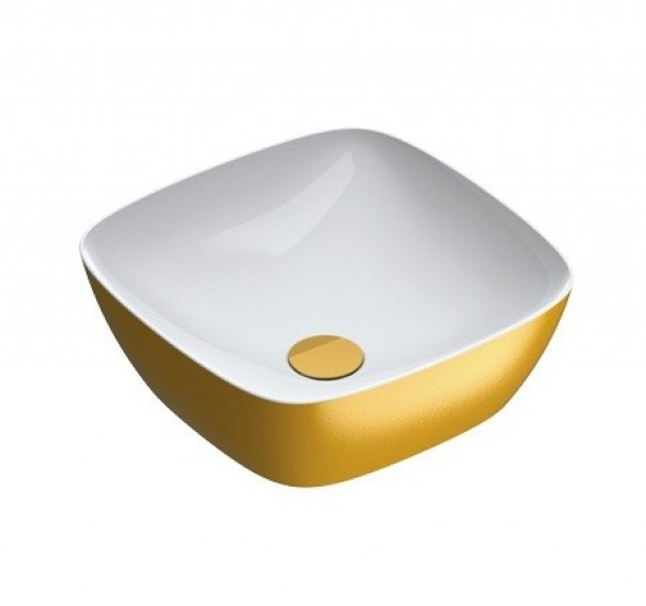 Catalano Green LUX 40 umywalka stawiana na blat 40x40 gold/white złoty/biały 140APGRLXBO