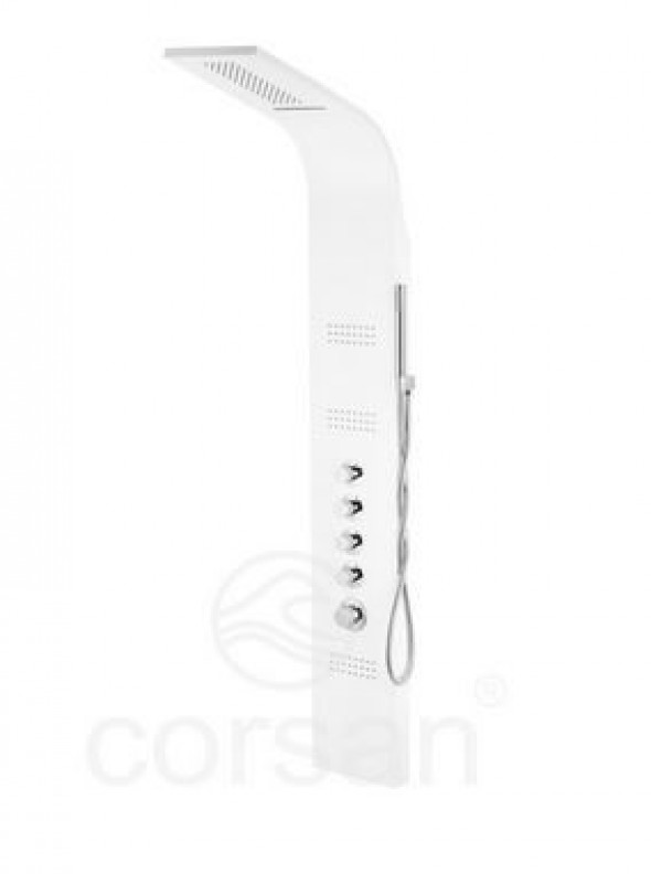 Corsan Akoja panel prysznicowy z termostatem biały A-025-RAL9010T