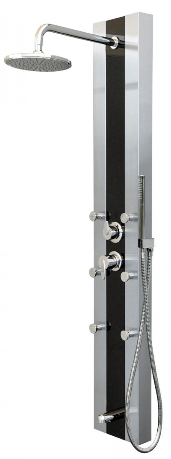 Corsan Araga Czarny panel prysznicowy stal nierdzewna + szkło S-011C