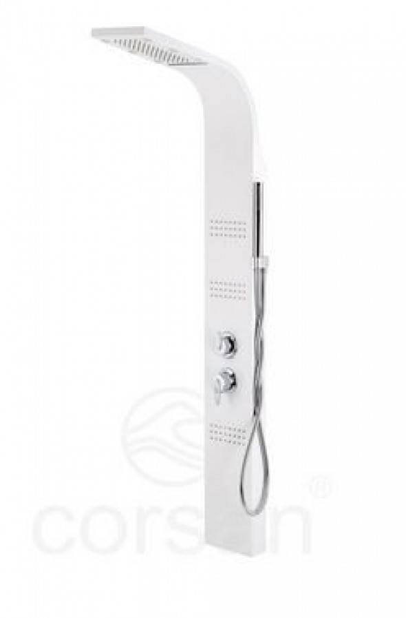 Corsan Led Kaskada panel prysznicowy z mieszaczem i oświetleniem LED biały A-013A-RAL9010