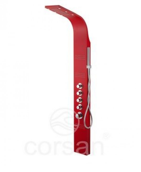 Corsan Led Kaskada panel prysznicowy z mieszaczem i oświetleniem LED czerwony A-013A-RAL3001