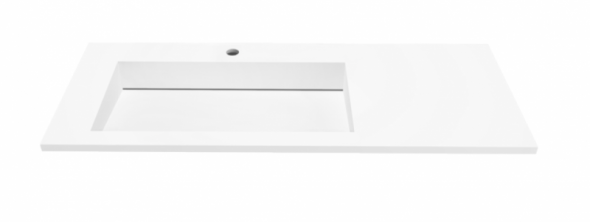 Cristalstone Linea Ideal umywalka meblowa 110x45 cm lewa z odpływem liniowym biały satynowy mat U1100-MBLOLC/CR