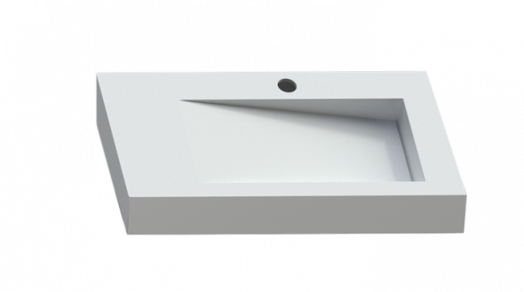 Cristalstone Linea Ideal umywalka prawa 90x45 cm z odpływem liniowym biały satynowy mat U900-MBPOLB