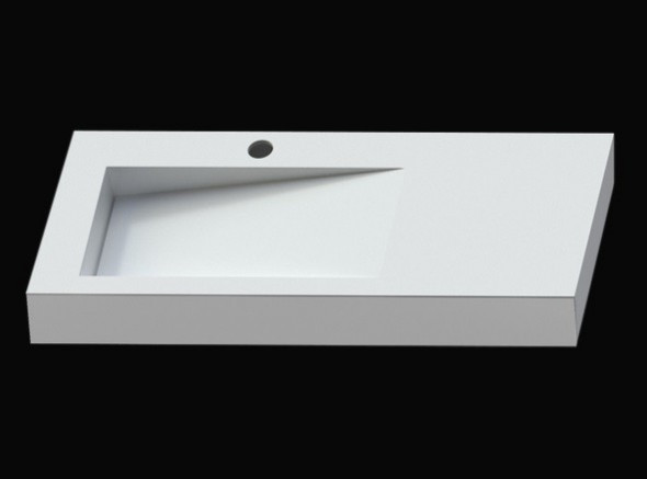 Cristalstone Linea Ideal umywalka z blatem lewa 110x45 cm z odpływem liniowym biały satynowy mat U1100-MBLOLB