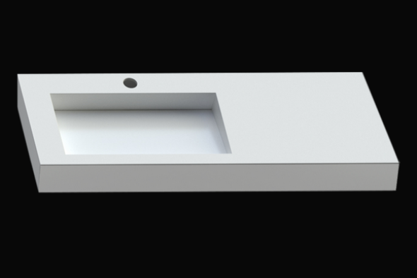 Cristalstone Linea Ideal umywalka z blatem lewa 130x45 cm z odpływem liniowym biały satynowy mat U1300-MBLOLC