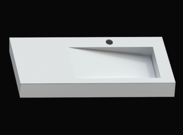 Cristalstone Linea Ideal umywalka z blatem prawa 110x45 cm z odpływem liniowym biały satynowy mat U1100-MBPOLB